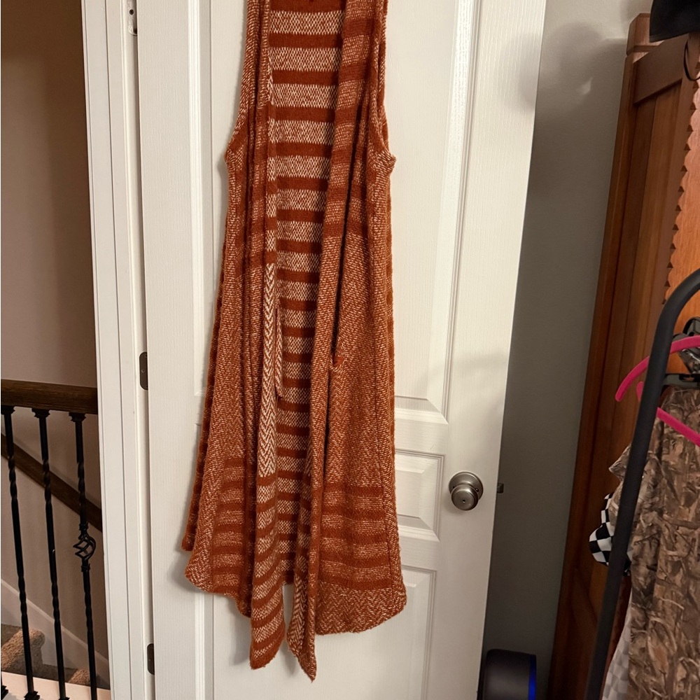 Striped Orange Sleeveless Dress